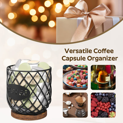 HOOBRO Coffee Pod Holder Organizer, Compatible with K Cup & Nespresso Vertuo Pods, for Kitchen Countertop, Rustic Brown