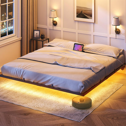Modern bedroom with a bed, nightstands, and wall lamps.