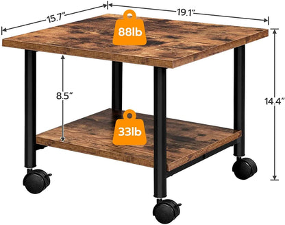 Wooden work table with dimensions and weight capacity indicators on a white background