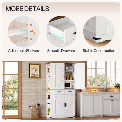 White kitchen cabinets with adjustable shelves, smooth drawers, and stable construction features.