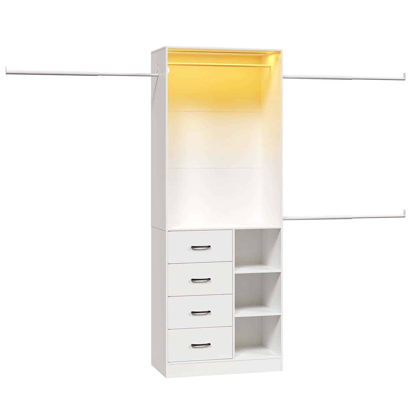 White cabinet with a yellow light on a white background