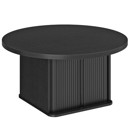 Black round table on a white background