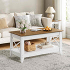 HOOBRO 39.4-inch Farmhouse Wooden Coffee Table for Living Room