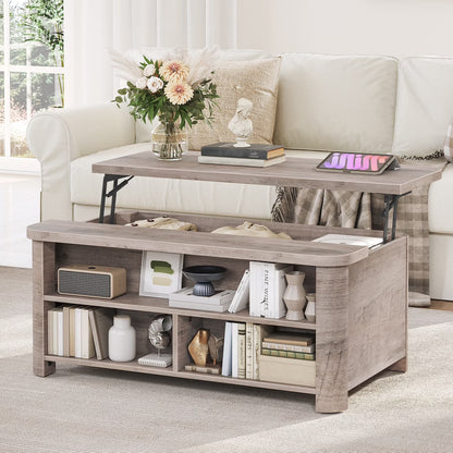 HOOBRO Lift-Top Coffee Table & Storage Coffee Table with Shelves
