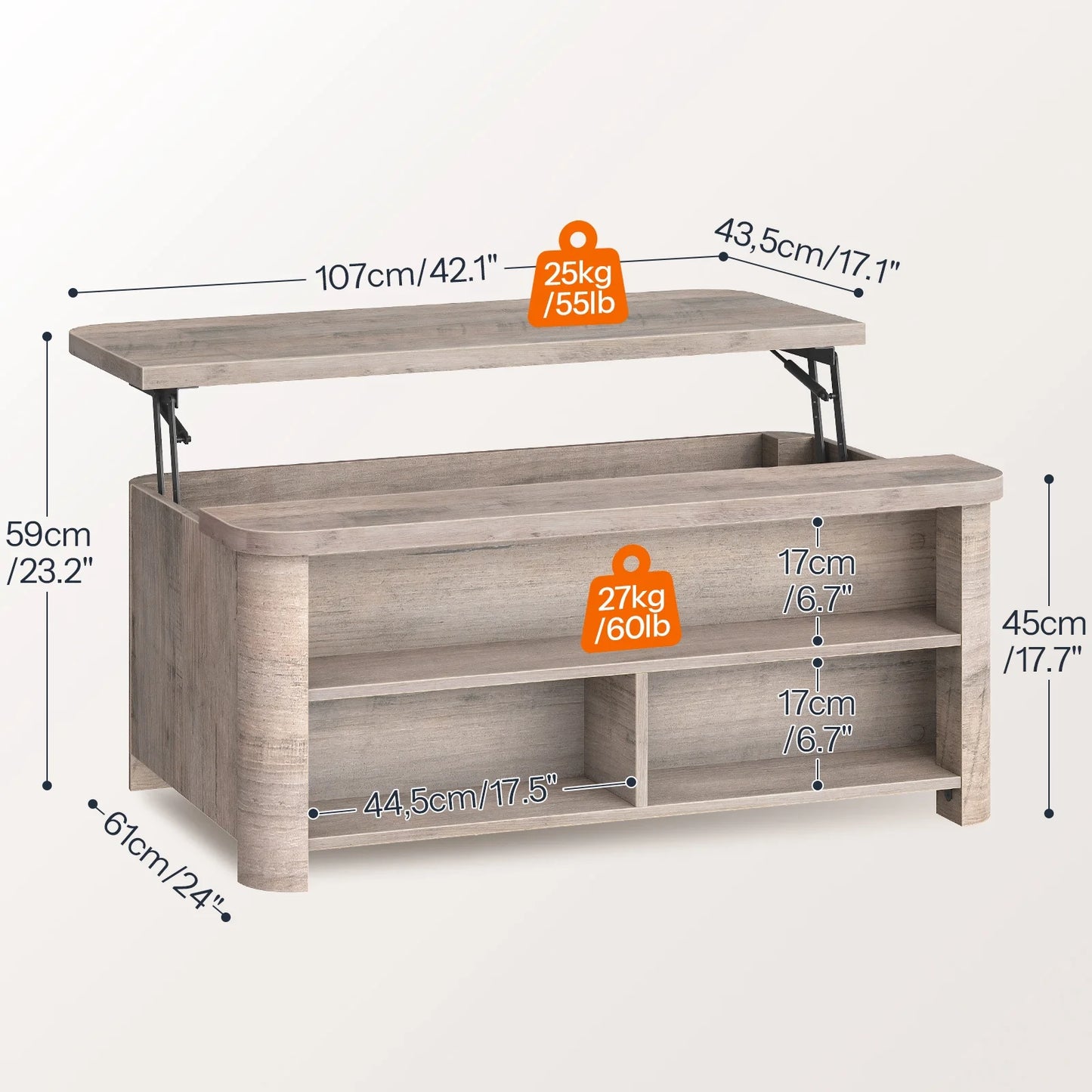 HOOBRO Lift-Top Coffee Table & Storage Coffee Table with Shelves