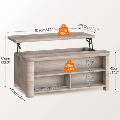 HOOBRO Lift-Top Coffee Table & Storage Coffee Table with Shelves
