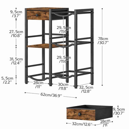 Furniture with dimensions labeled on a white background