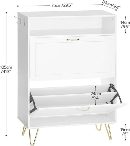 White cabinet with dimensions labeled on a white background