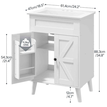 White wooden cabinet with dimensions labeled on a white background