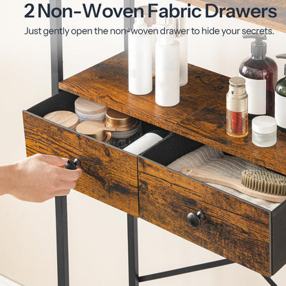 HOOBRO Retro Brown Toilet Above Shelf with 2 Drawers & 3 Shelves Bathroom Storage Rack