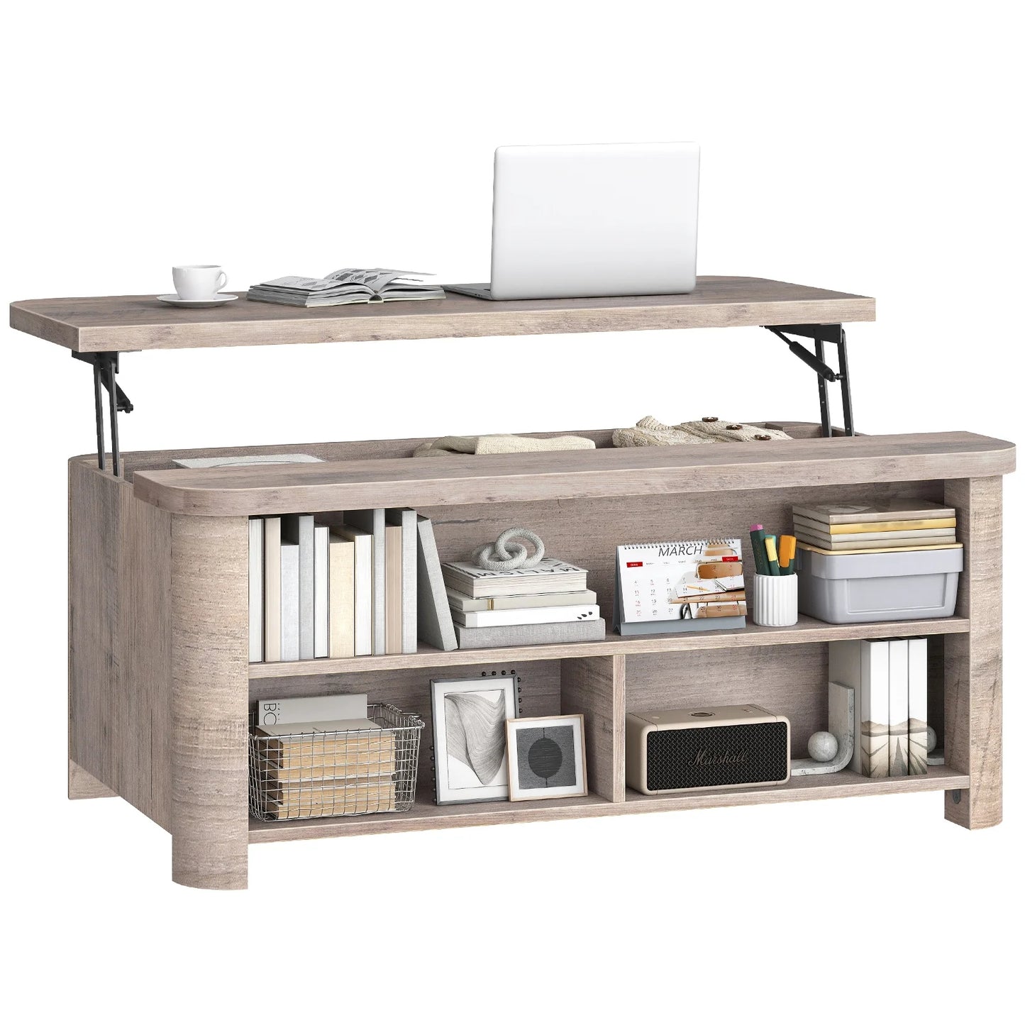 HOOBRO Lift-Top Coffee Table & Storage Coffee Table with Shelves