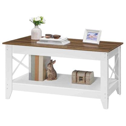 Wooden table with decorative items on a white background