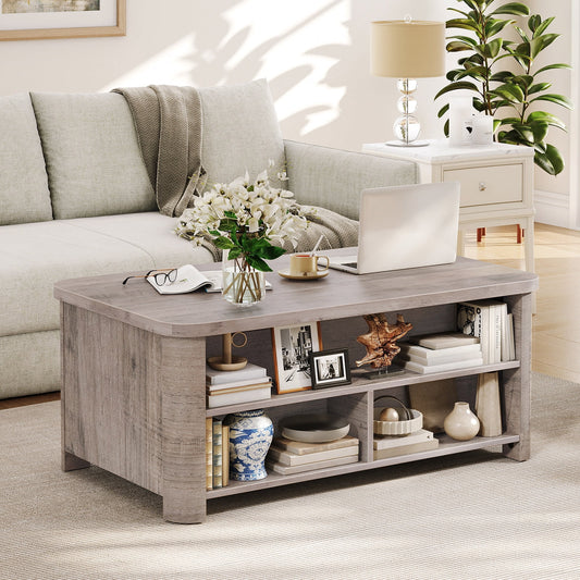 HOOBRO Lift-Top Coffee Table & Storage Coffee Table with Shelves