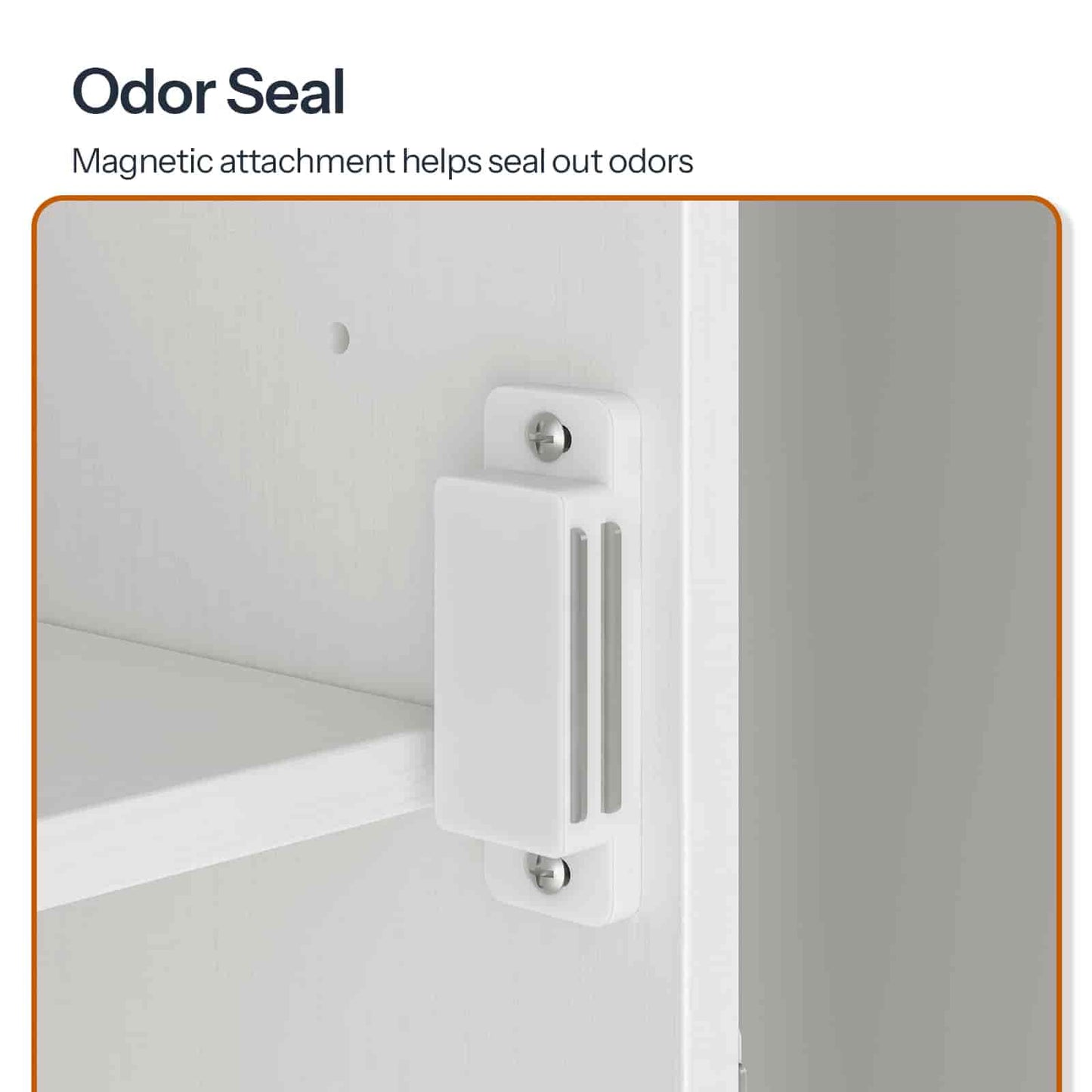 Magnetic attachment for odor seal on a white surface