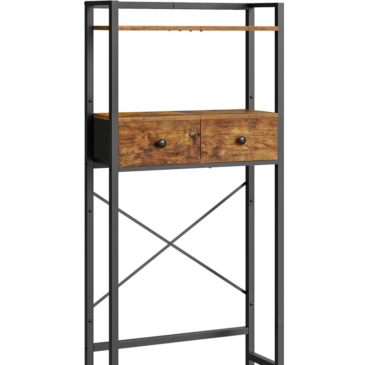 HOOBRO Retro Brown Toilet Above Shelf with 2 Drawers & 3 Shelves Bathroom Storage Rack