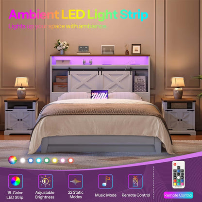 Bedroom with Ambient LED Light Strip above bed and control panel at bottom