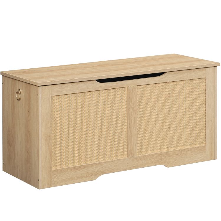 HOOBRO Storage Chest, 39.3" Storage Bench, Rattan-Like Storage Trunk, Sturdy Entryway Bench Supports 220 lb, Shoe Bench, Safety Hinge, U-Shaped Opening, Easy Assembly