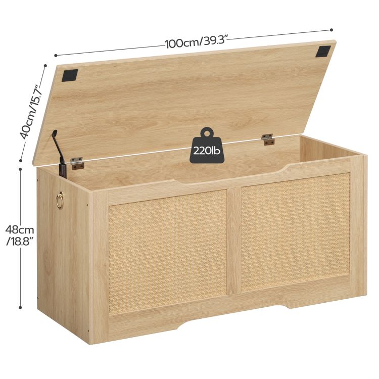 HOOBRO Storage Chest, 39.3" Storage Bench, Rattan-Like Storage Trunk, Sturdy Entryway Bench Supports 220 lb, Shoe Bench, Safety Hinge, U-Shaped Opening, Easy Assembly