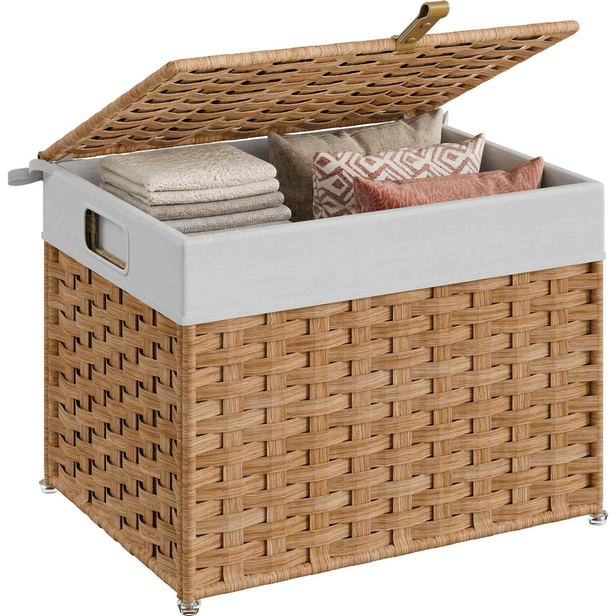HOOBRO Handwoven Laundry Hamper with Lid and Removable Liner Bag