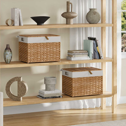 HOOBRO Handwoven Laundry Hamper with Lid and Removable Liner Bag