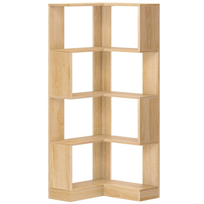 HOOBRO 5-Tier Corner Bookshelf, L-Shaped Corner Bookshelf, 55.3'' Tall Wooden Bookcase with Baffle, Freestanding Display Rack, for Living Room, Home Office