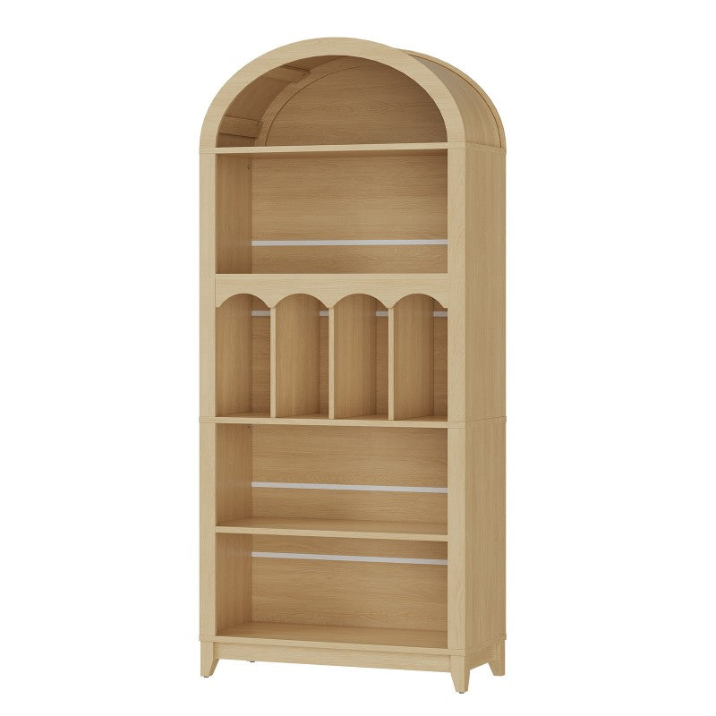 HOOBRO Arched Bookshelf, 71" Tall Arch Bookcase with Storage, 5-Tier Farmhouse Book Shelf, Modern Arched Cabinet, Wooden Bookshelf with Open Display Shelves for Living Room, Office