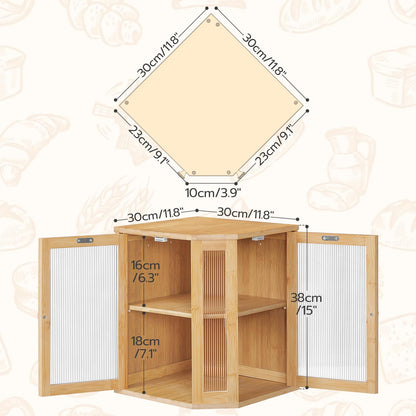 HOOBRO Bamboo Kitchen Countertop Corner Bread Box