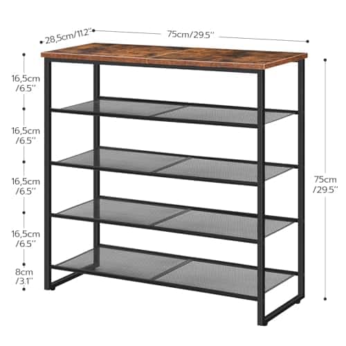 Shelving unit with dimensions labeled on a white background