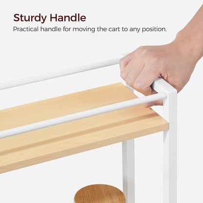 HOOBRO Slim Rolling Cart, Mobile Kitchen Cart on Wheels, Narrow Storage Cart for Small Space, Wooden Kitchen Storage Rack, for Bathroom, Laundry, Living Room, White