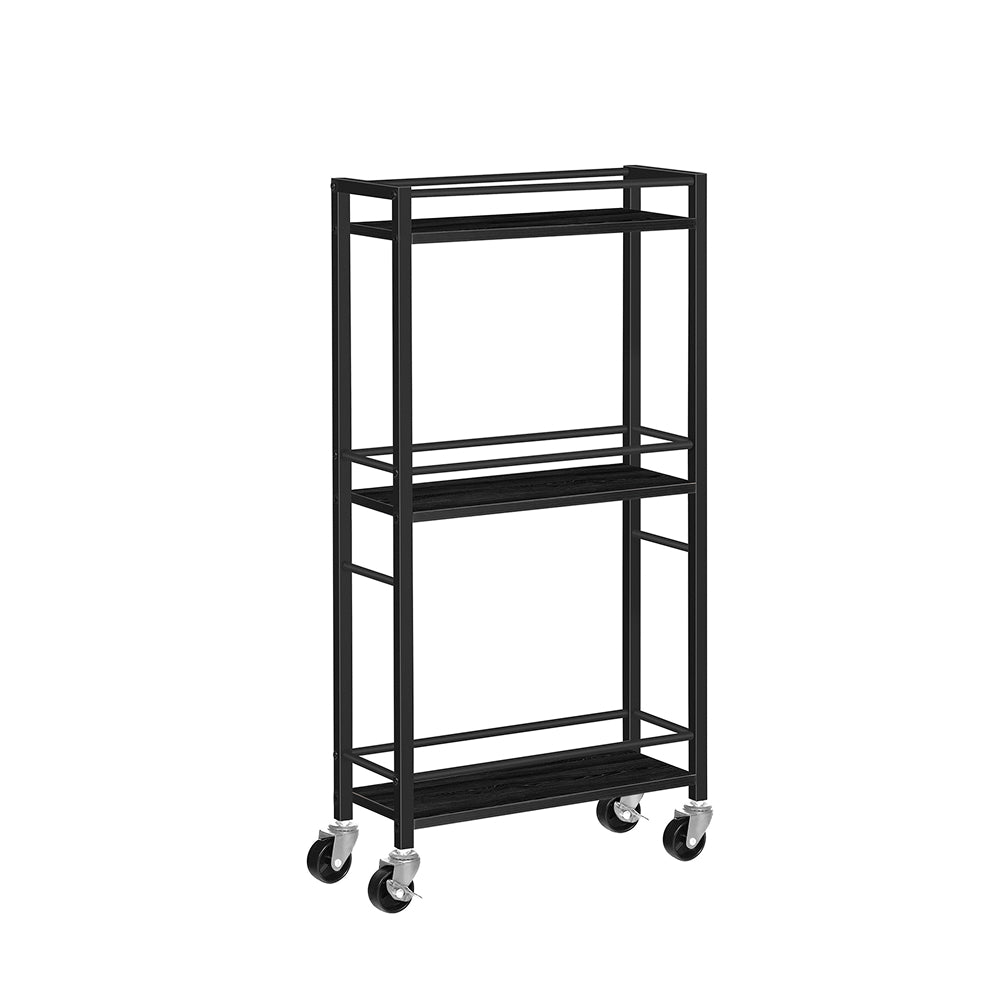 HOOBRO Slim Rolling Cart, Mobile Kitchen Cart on Wheels, Narrow Storage Cart for Small Space, Small Bar Cart, for Bathroom, Laundry, Living Room, Black