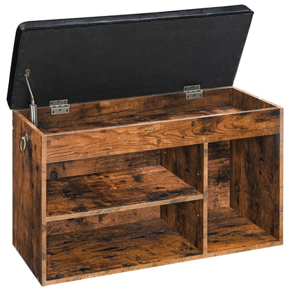 HOOBRO Flip-Top Padded Shoe Storage Bench