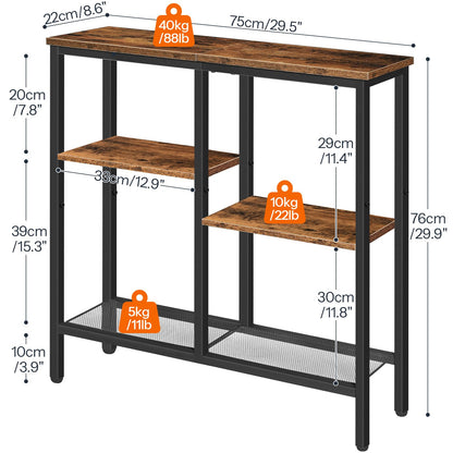 HOOBRO 4-Tier Industrial Narrow Console Table