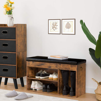 HOOBRO Flip-Top Padded Shoe Storage Bench