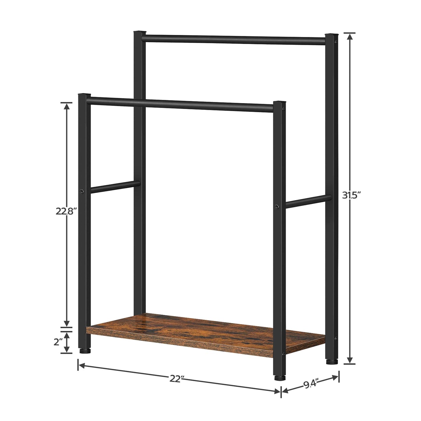 HOOBRO Free Standing Towel Rack with 2 Tier Blanket Rack