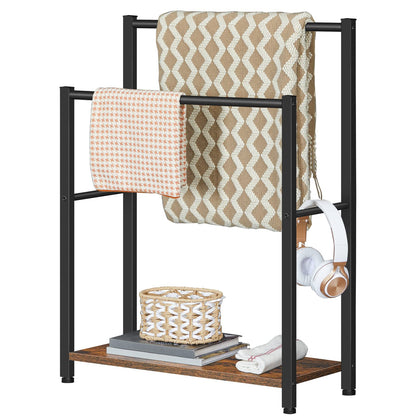 HOOBRO Free Standing Towel Rack with 2 Tier Blanket Rack