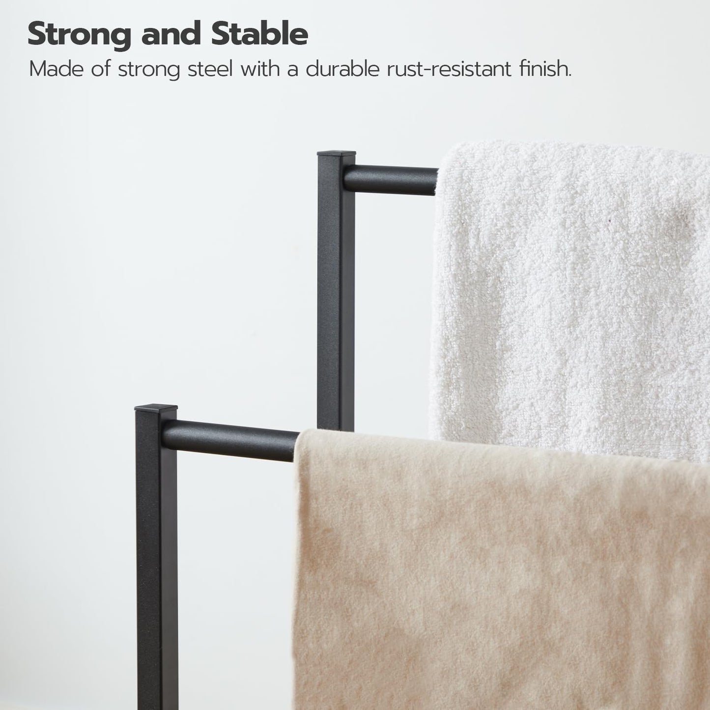 HOOBRO Free Standing Towel Rack with 2 Tier Blanket Rack