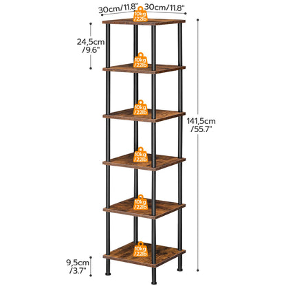 HOOBRO Industrial Style Six-Tier Square Corner Shelf