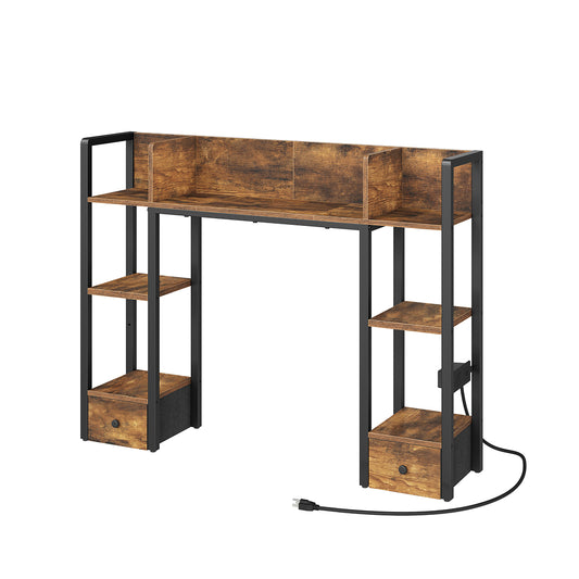 HOOBRO Desk Shelf, 39" Desktop Hutch Bookshelf with Power Outlet