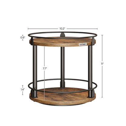 HOOBRO Lazy Susan Organizer, Rotating Spice Rack, 2 Tier Spice Turntable Organizer, Industrial Turntable Spice Holder, for Kitchen Countertop and Cabinet, Compact and Versatile, Rustic Brown
