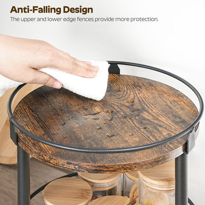 HOOBRO Lazy Susan Organizer, Rotating Spice Rack, 2 Tier Spice Turntable Organizer, Industrial Turntable Spice Holder, for Kitchen Countertop and Cabinet, Compact and Versatile, Rustic Brown
