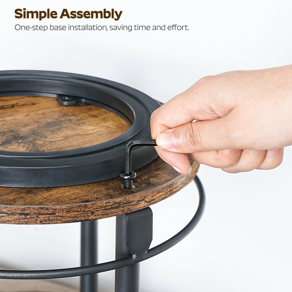HOOBRO Lazy Susan Organizer, Rotating Spice Rack, 2 Tier Spice Turntable Organizer, Industrial Turntable Spice Holder, for Kitchen Countertop and Cabinet, Compact and Versatile, Rustic Brown