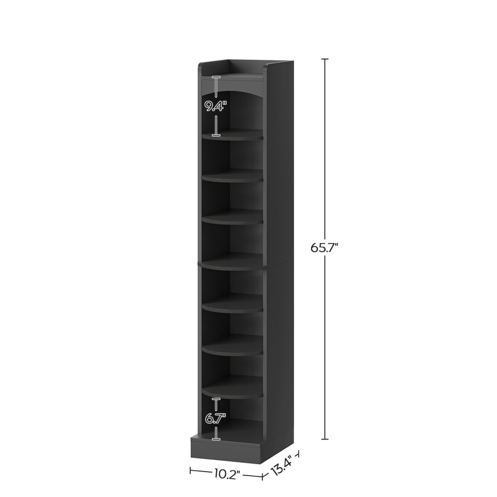 HOOBRO 9-Tier Tall Shoe Rack, Wooden Shoe Storage Organizer, Narrow Shoe Cabinet with Removable Shelves for Small Spaces, Holds 9 Pairs of Shoes, for Entrance, Hallway, Black