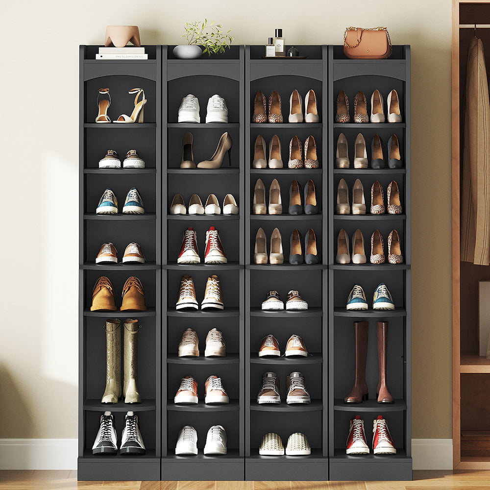 HOOBRO 9-Tier Tall Shoe Rack, Wooden Shoe Storage Organizer, Narrow Shoe Cabinet with Removable Shelves for Small Spaces, Holds 9 Pairs of Shoes, for Entrance, Hallway, Black