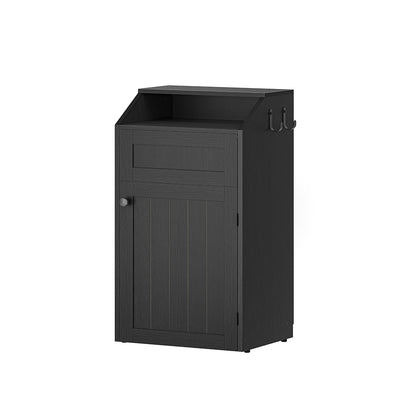 HOOBRO Trash Cabinet, Freestanding Trash Can Cabinet, Wooden Recycling with Flip Door, 10 Gallon Hidden Kitchen Garbage Can for Kitchen, Living Room, Black