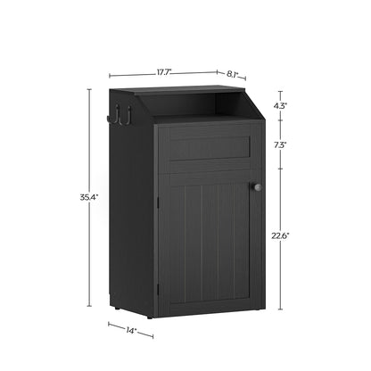 HOOBRO Trash Cabinet, Freestanding Trash Can Cabinet, Wooden Recycling with Flip Door, 10 Gallon Hidden Kitchen Garbage Can for Kitchen, Living Room, Black