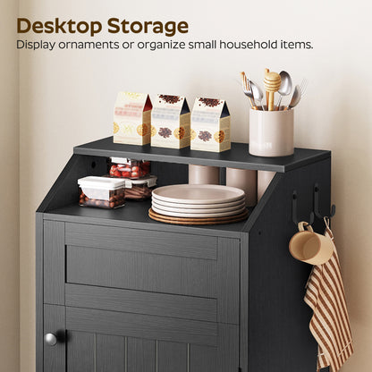 HOOBRO Trash Cabinet, Freestanding Trash Can Cabinet, Wooden Recycling with Flip Door, 10 Gallon Hidden Kitchen Garbage Can for Kitchen, Living Room, Black