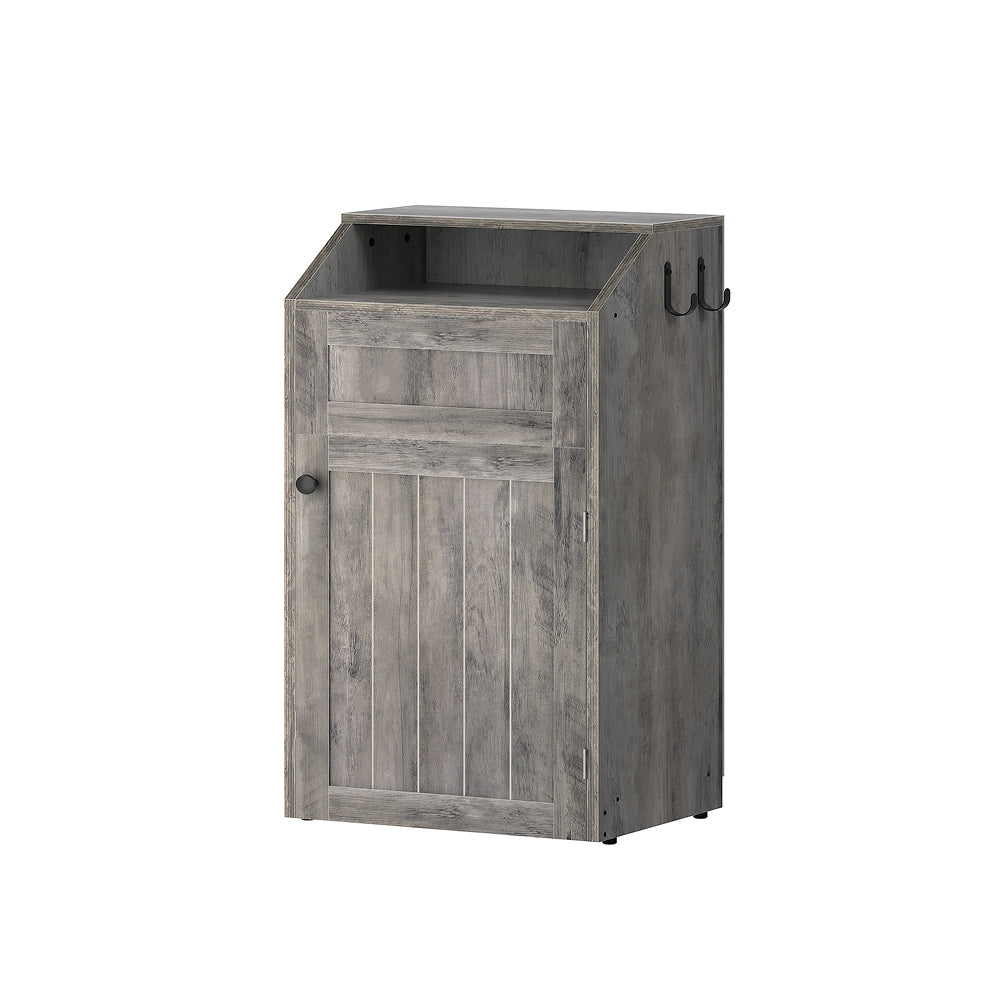 HOOBRO Trash Cabinet, Freestanding Trash Can Cabinet, Wooden Recycling with Flip Door, 10 Gallon Hidden Kitchen Garbage Can for Kitchen, Living Room, Grey