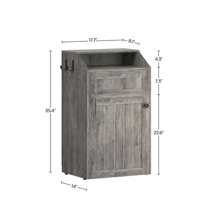 HOOBRO Trash Cabinet, Freestanding Trash Can Cabinet, Wooden Recycling with Flip Door, 10 Gallon Hidden Kitchen Garbage Can for Kitchen, Living Room, Grey
