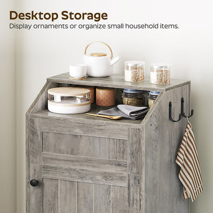 HOOBRO Trash Cabinet, Freestanding Trash Can Cabinet, Wooden Recycling with Flip Door, 10 Gallon Hidden Kitchen Garbage Can for Kitchen, Living Room, Grey