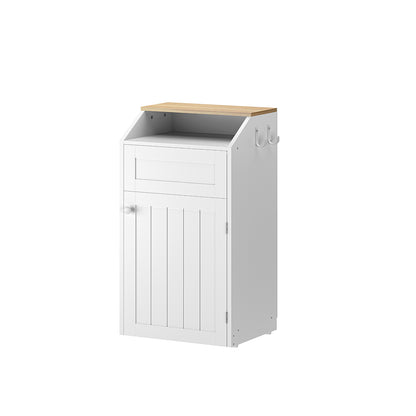 HOOBRO Trash Cabinet, Freestanding Trash Can Cabinet, Wooden Recycling with Flip Door, 10 Gallon Hidden Kitchen Garbage Can for Kitchen, Living Room, White
